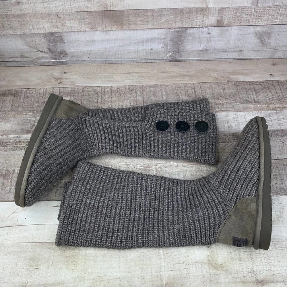 UGG Australia Womens Gray S/N 5819 Mid Calf Knitted Winter Boots Size US 6 - Picture 11 of 11